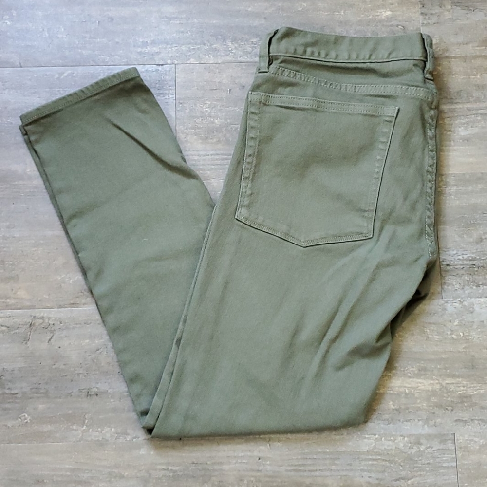 J Crew Stretch Toothpick Ankle Jeans/ Olive Skinny Jeans